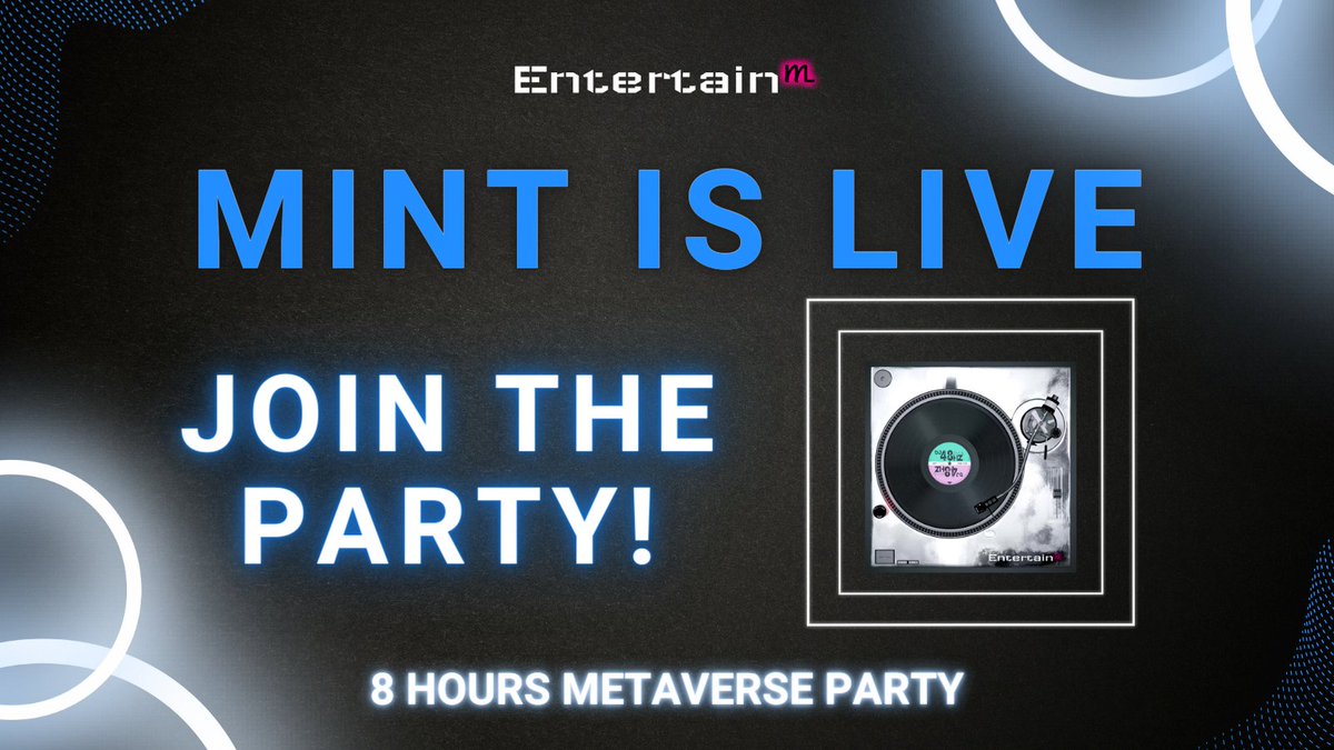 entertainm_io's tweet image. 🪩 MINT PARTY is LIVE from our #Metaverse at platform.entertainm.io

🥃 You can mint your NFTs directly from the party OR-

-If you reserved them, CLAIM during the party!🎉

✅ Once you mint, you can open your bounties: platform.entertainm.io/bounties

#EntertainM #Minting #NFTProject