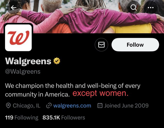 SafeH2o4Schools's tweet photo. @JoJoFromJerz #BoycottWalgreens 
#everyoneexceptwomen https://t.co/Yg4P2qiblk