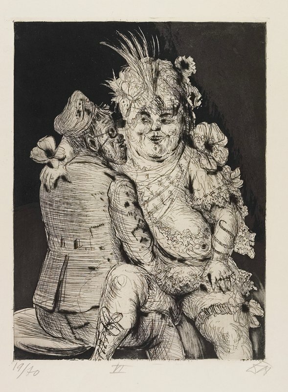 Otto Dix, Besuch bei Madam Germaine in Méricourt (A visit to Madame Germaine in Méricourt), plate 36 from Der Krieg (The War), 1924 #ottodix #artsmia collections.artsmia.org/art/96576/