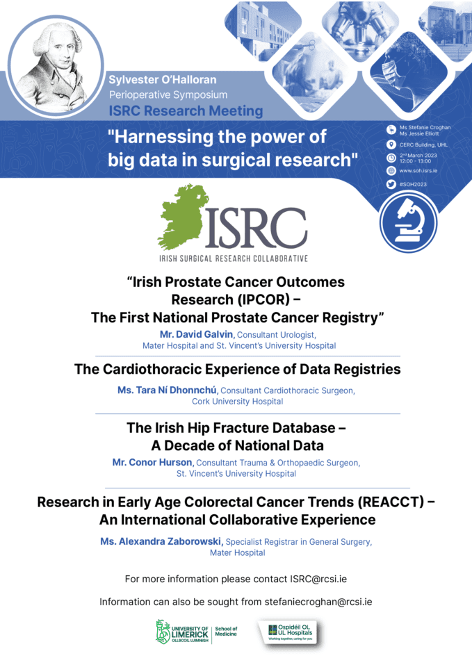 RCSI_NSRSC's tweet image. Great session organised by the @isrctweets at this years #SOH23. Impressive amount of work and collaboration being conducted here in Ireland. Huge potential for future projects to build upon these registries 👏👏👏