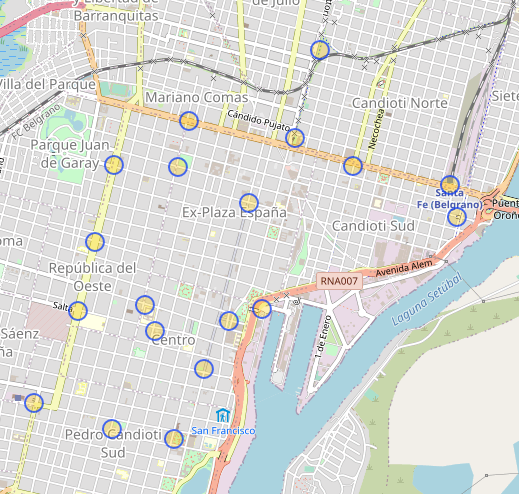 jbtschopp's tweet image. #SantaFe cargados los 19 puntos de alquiler del sistema de &quot;Las bicis&quot; en @OpenStreetMapAR