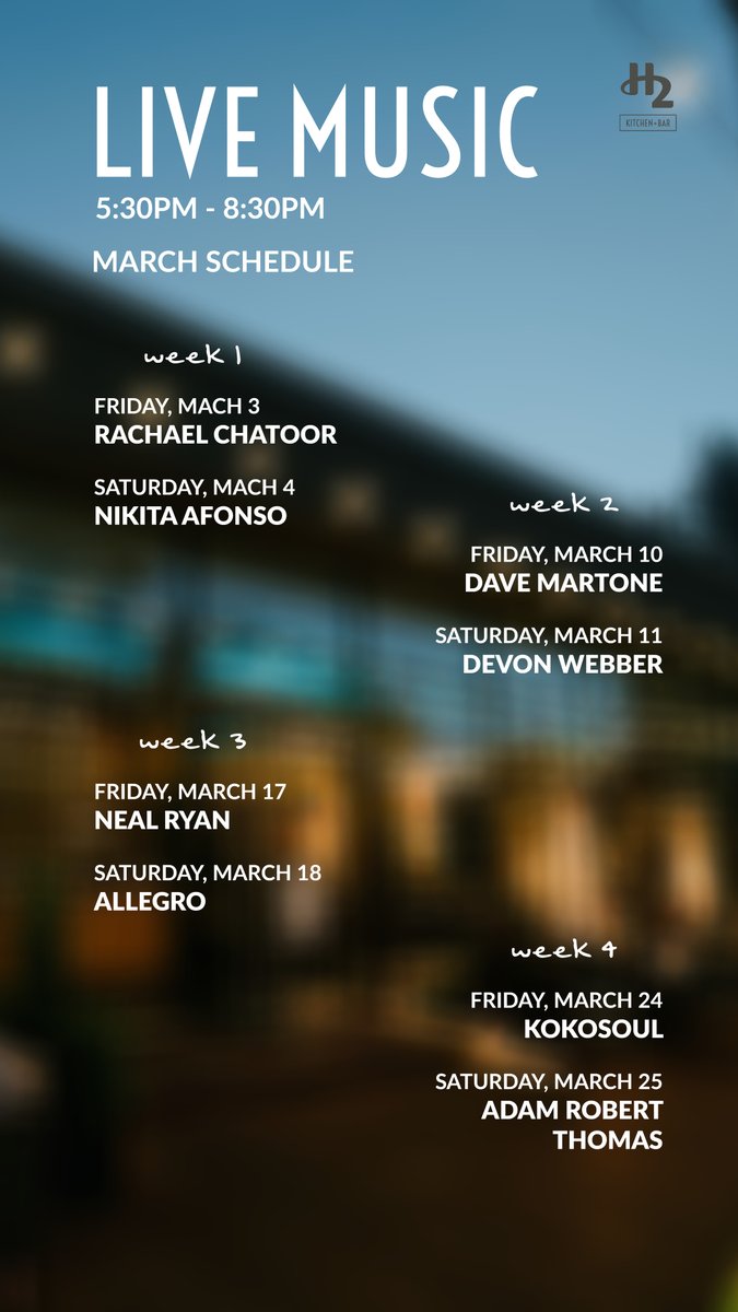 Dinner is served with a side of soul and toe-tapping ear candy to enjoy all March long. 

Reserve your seat at the link in bio. #DineH2