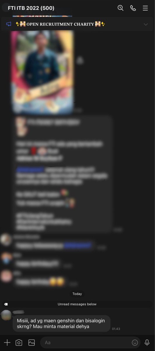 No one :
Grup angkatan at 1 am :