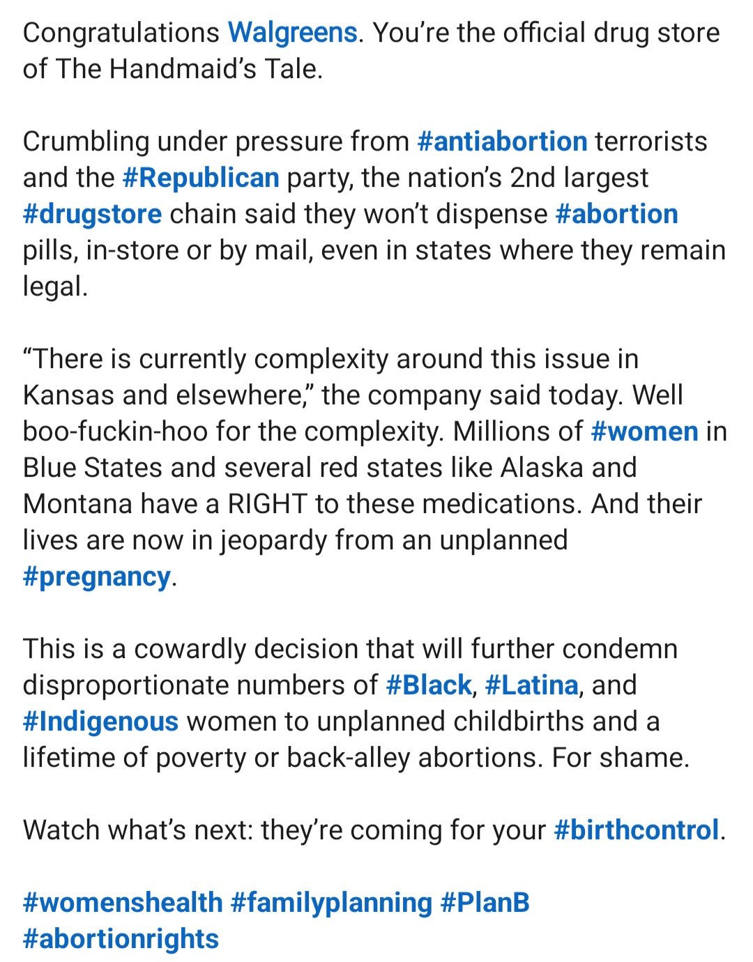 ajnamdeplume on Twitter "politico BoycottWalgreens antiabortion 