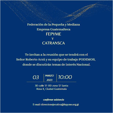 robertoarzugg's tweet photo. Camara de Transportistas Centroamericanos CATRANSCA reciben nuestras propuestas y se suman al anhelo de hacer grande a Guatemala #sísepuede #hagamosgrandeguatemala #fepyme #catransca https://t.co/ZMQkzTgD0S
