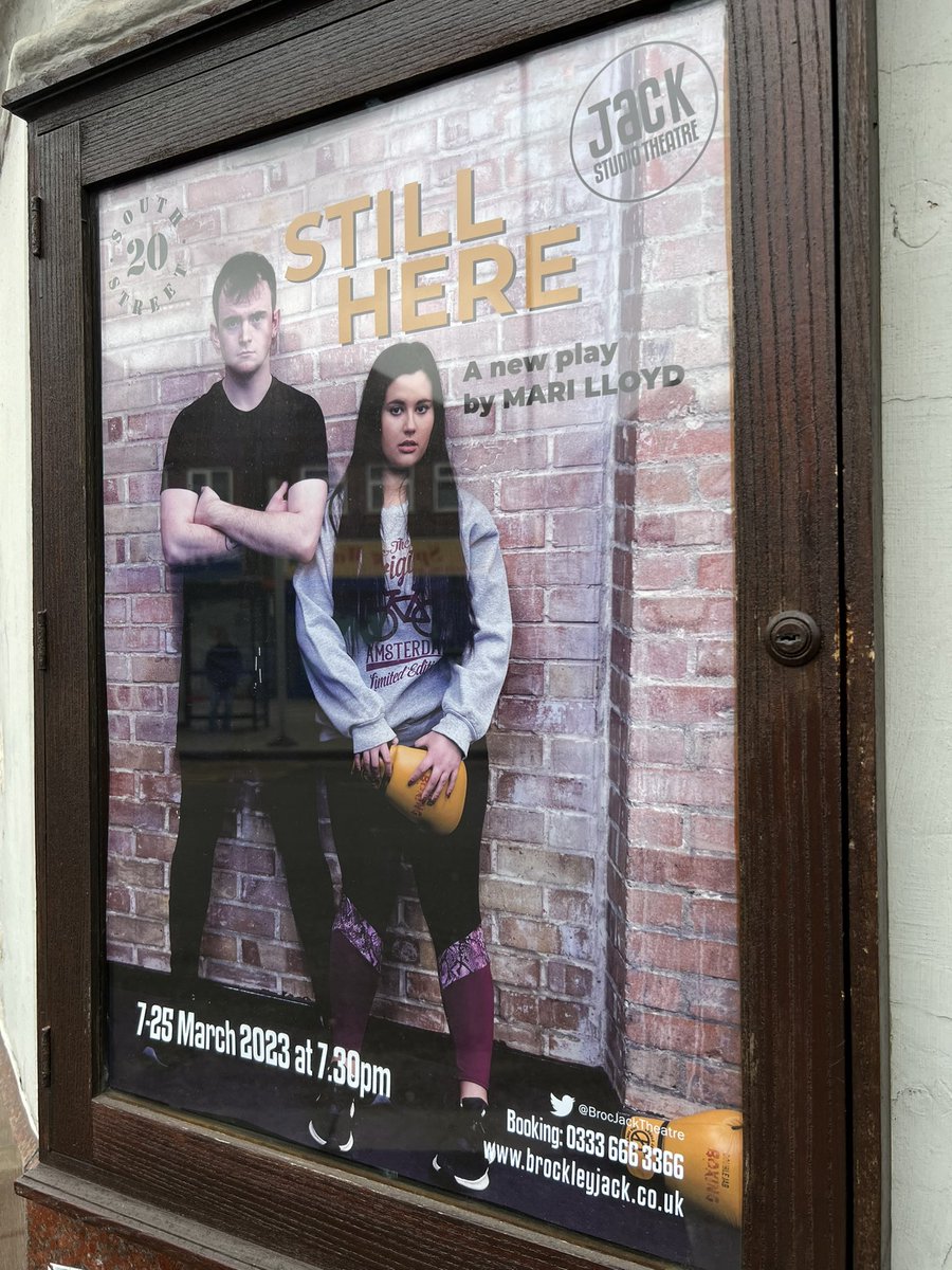 Last day of our #rehearsals today for STILL HERE by <a href="/MariLloyd15/">Mari Lloyd</a> &amp; our poster is looking fab outside <a href="/BrocJackTheatre/">Jack Studio Theatre</a> 🎭
Come &amp; see <a href="/phillipflopp/">Phillip John Jones</a> &amp; <a href="/emmakaler/">EK</a> as Rhys &amp; Yasmin in this moving new play from Tues 7 March
🎟️ bit.ly/still-jst
#theatre #londontheatre