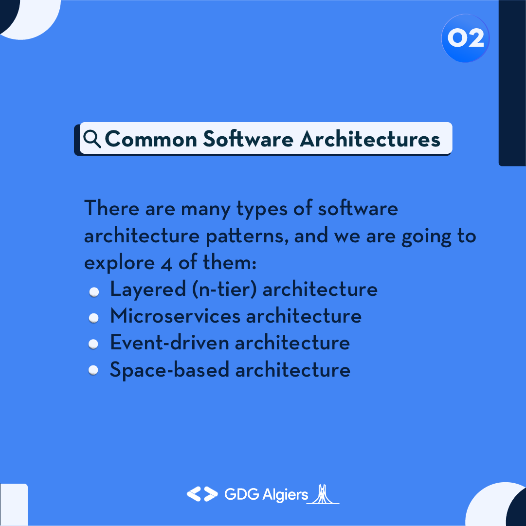 GDG_Algiers's tweet photo. #webitup continues, and in this category, we discuss of the important things to consider when developing #software is its structure and how elements interact with each other inside of it, which we call Software Architecture, care to know more?
Swipe left and enjoy💻 https://t.co/BGN5Fq7rT0