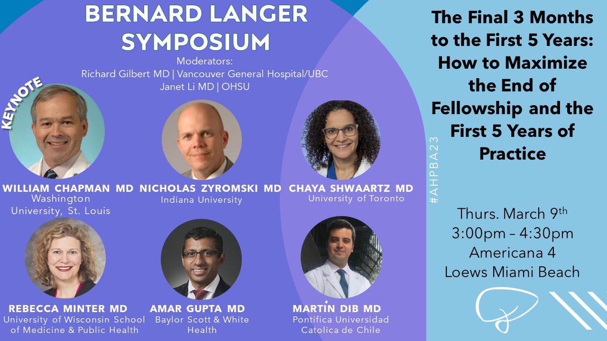 Excited for the 2023 Bernard Langer Fellows Symposium this year at #AHPBA23. All staff and trainees encouraged to attend this incredible panel discussing early career challenges and opportunities! #AHPBA