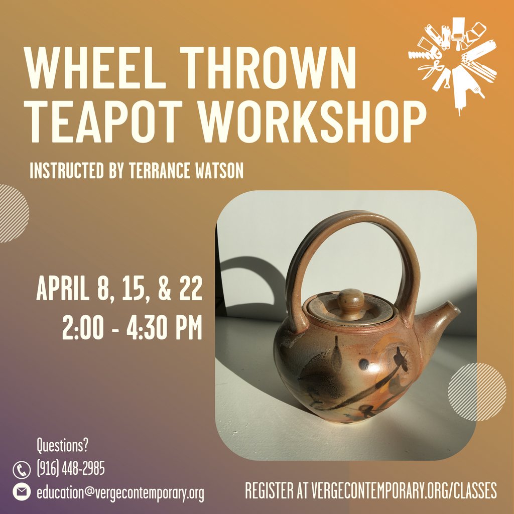 verge_arts's tweet image. Register: vergecontemporary.org/classes/teapot…
⁠
CATEGORY: Ceramics⁠
⁠
SATURDAY SESSIONS: April 8, 15, 22 | 2-4:30PM⁠
⁠
PRICE: $175 / $155 Verge members / $145 BIPOC community
⁠
#vergeart #ceramics #wheelthrowing #teapot #imalittleteapot