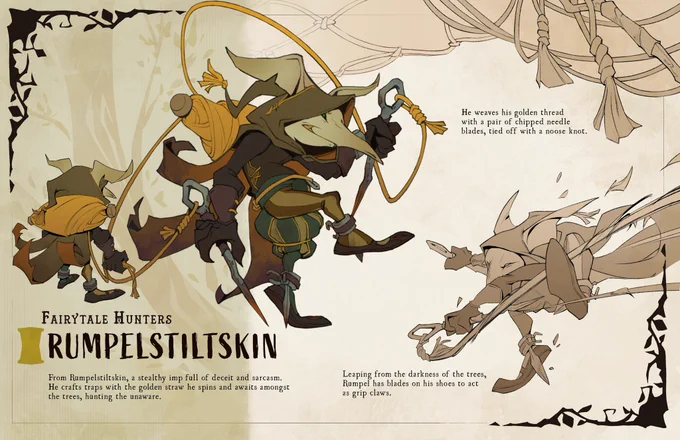 Designed a trio of fairytale hunters based on iconic grimm villains!  