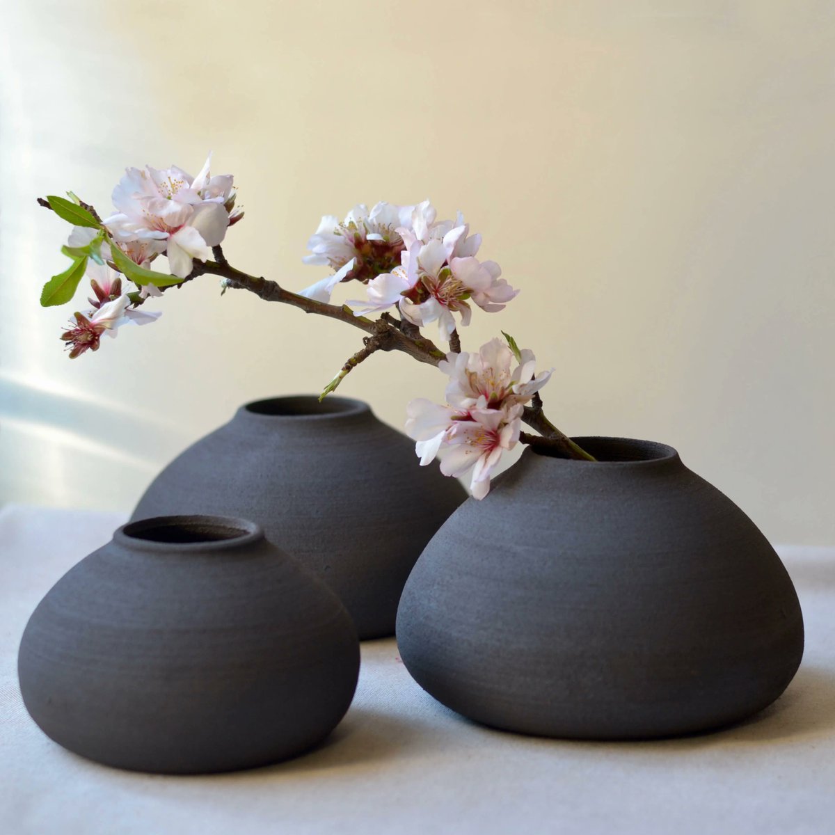 MaiaMing's tweet photo. 3 new ikebana vases in my new, rustic, black clay!

#ikebana #ikebanavase #blackikebana #blackvase #rusticvase #budvase #minimalistvase #handmade #wheelthrown #studiopottery #etsyseller #blackclay #makersgonnamake #functionalceramics #studiopotter  #handmadepottery https://t.co/toAeqFes0U