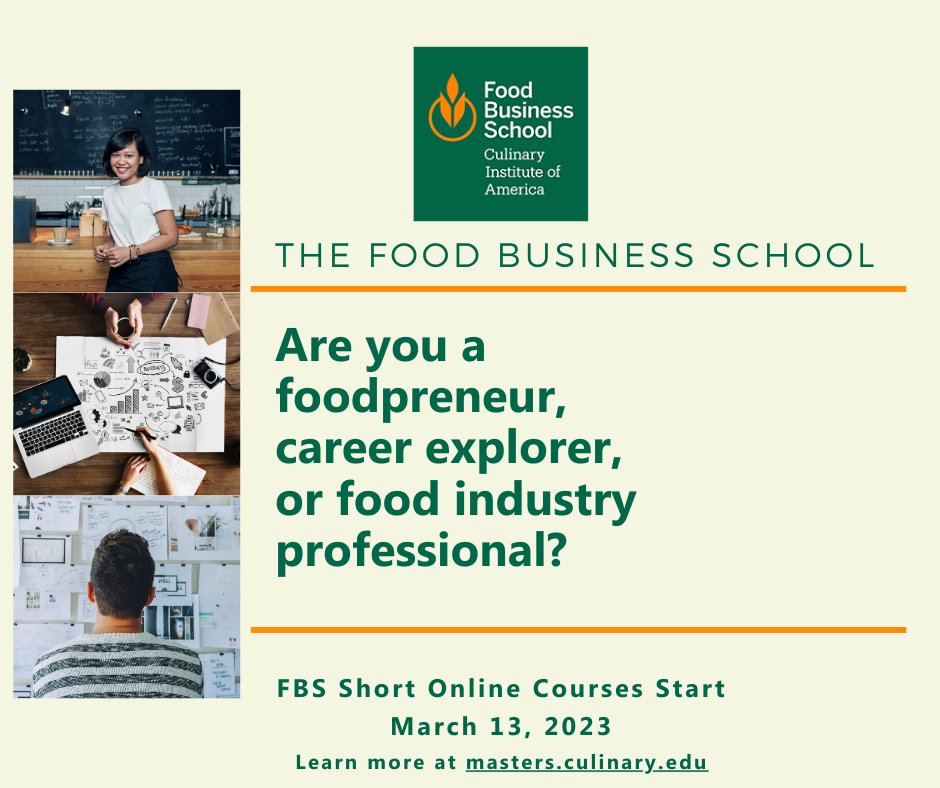 foodbizschool's tweet photo. FBS FoodBiz short online courses starting March 13!  Gain essential knowledge, skills and frameworks to grow your food business https://t.co/bpViqzBlf6 https://t.co/sIf2j0YHCQ