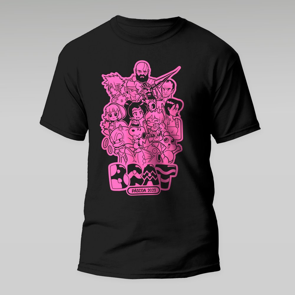 orangotee's tweet photo. 🚨 Nova camiseta @bratspeedruns Páscoa 2023 já disponível no site!

Estampa feita com tinta especial rosa neon. ✨

Compras feitas até 12/03 serão entregues antes do evento. 📦

Eaí, consegue identificar todos os personagens da camiseta? 🧐 https://t.co/ZzRFFxvNae