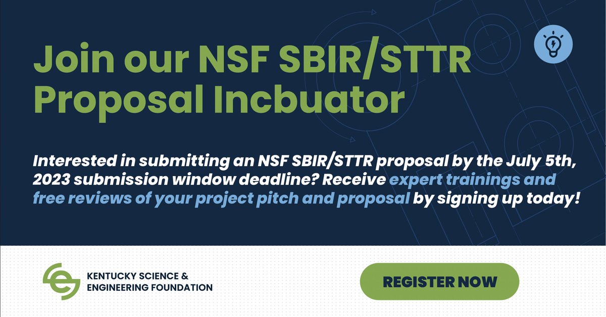 KSEF_Team's tweet photo. The first webinar of our NSF SBIR/STTR Incubator is this Monday, March 6 at 12pm EST! Learn more at https://t.co/IS9NHWsbS5 about how KSEF can support your next NSF SBIR/STTR submission and register for the webinars at https://t.co/Okxys5M9e8 https://t.co/bZzoO2jvwl