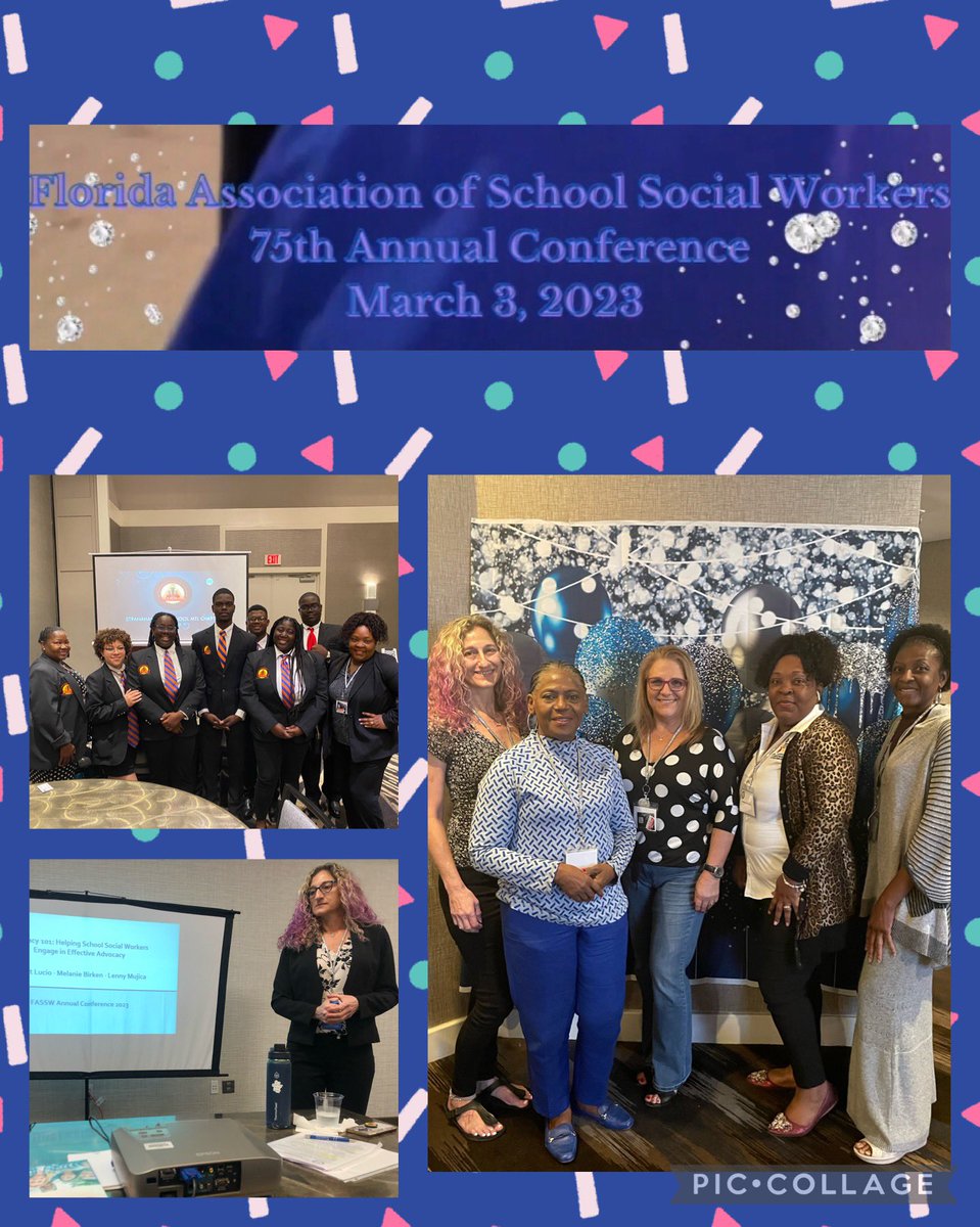 Our director Marisa &amp; some of her staff @ the 75th Annual Florida Association of Social Social Workers Conference. Presenters were Lilia &amp; students "Stranahan HS: MTL Best Practices” &amp; Melanie "Helping School Social Workers Engage in Effective Advocacy". #SocialWorkMonth2023