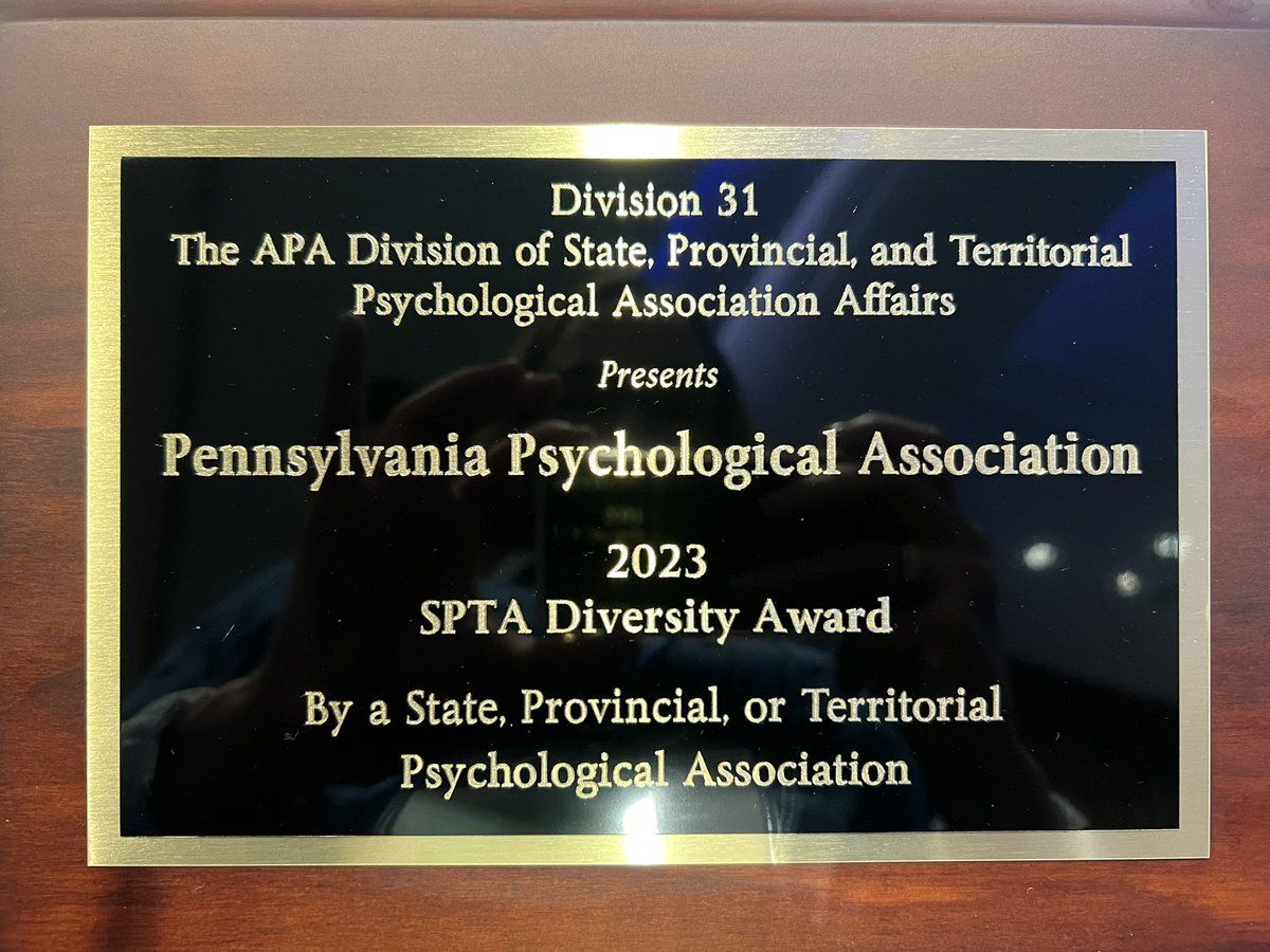 Congratulations to @PaPsyAssn for winning the @APADivision31 SPTA Diversity Award for 2023!!! #PLC2023