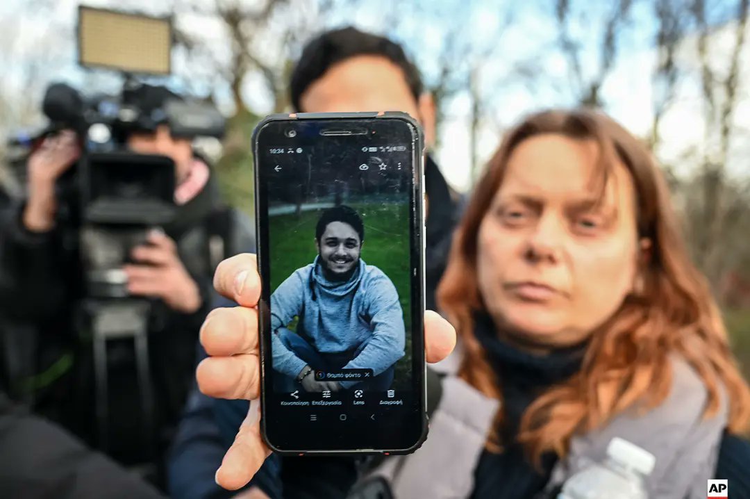 Panos Ruci hugs his wife Mirela as they wait to hear news about their 22-year old missing son Denis Ruci, outside a hospital in Larissa, March 3, 2023. Tuesday's rail crash was the country's deadliest on record. <a href="/AP_Images/">AP Images</a> / <a href="/JohnPapanikos/">Giannis Papanikos</a>
#συγκρουση_τρενων 
#GreeceTrainAccident