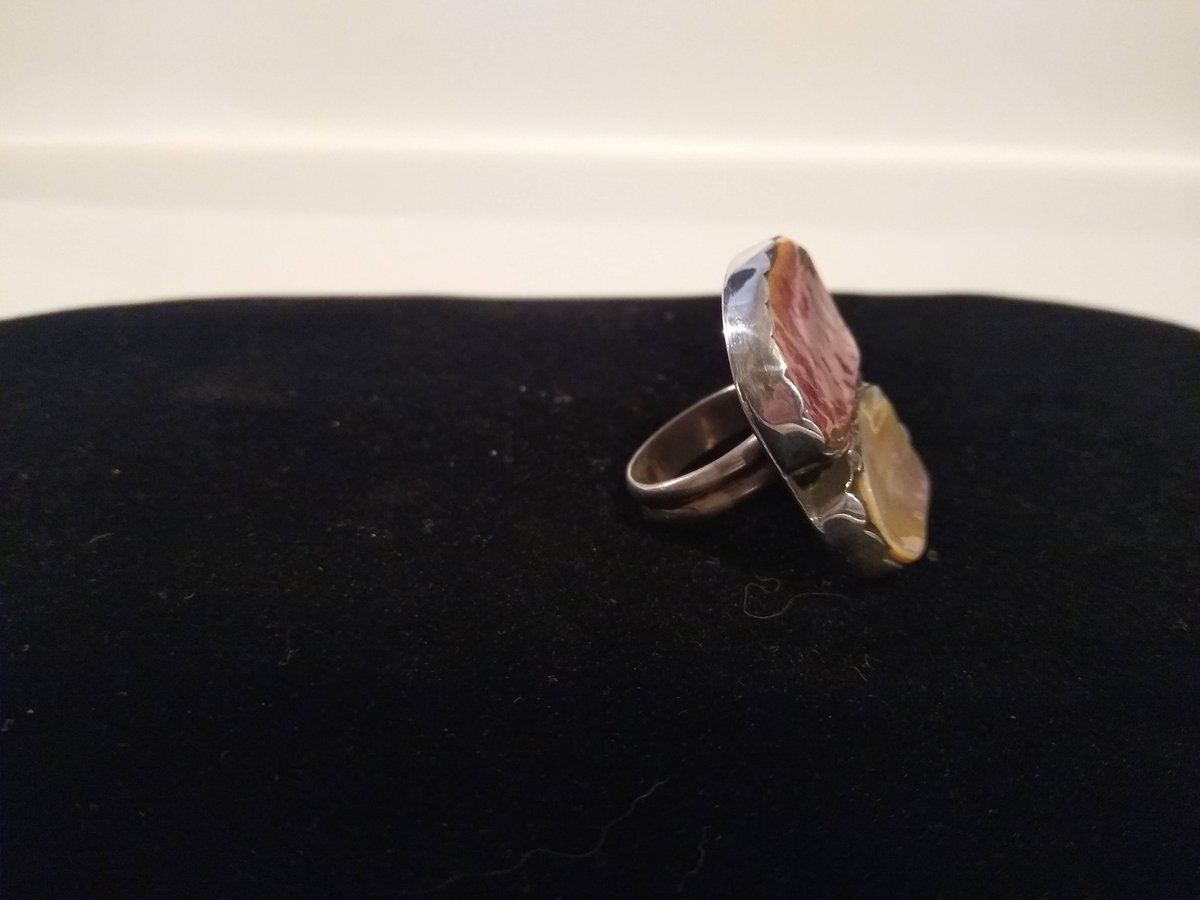 Backed620's tweet photo. Made some rings using Abalone shell, pink shell, lion paw shell, spiral shell, and turquoise. When I was cutting the shell I was unsure how it was going turn out and it was my first time cutting shell. I'm happy it turned out beautiful. https://t.co/1cu4o3ZYza