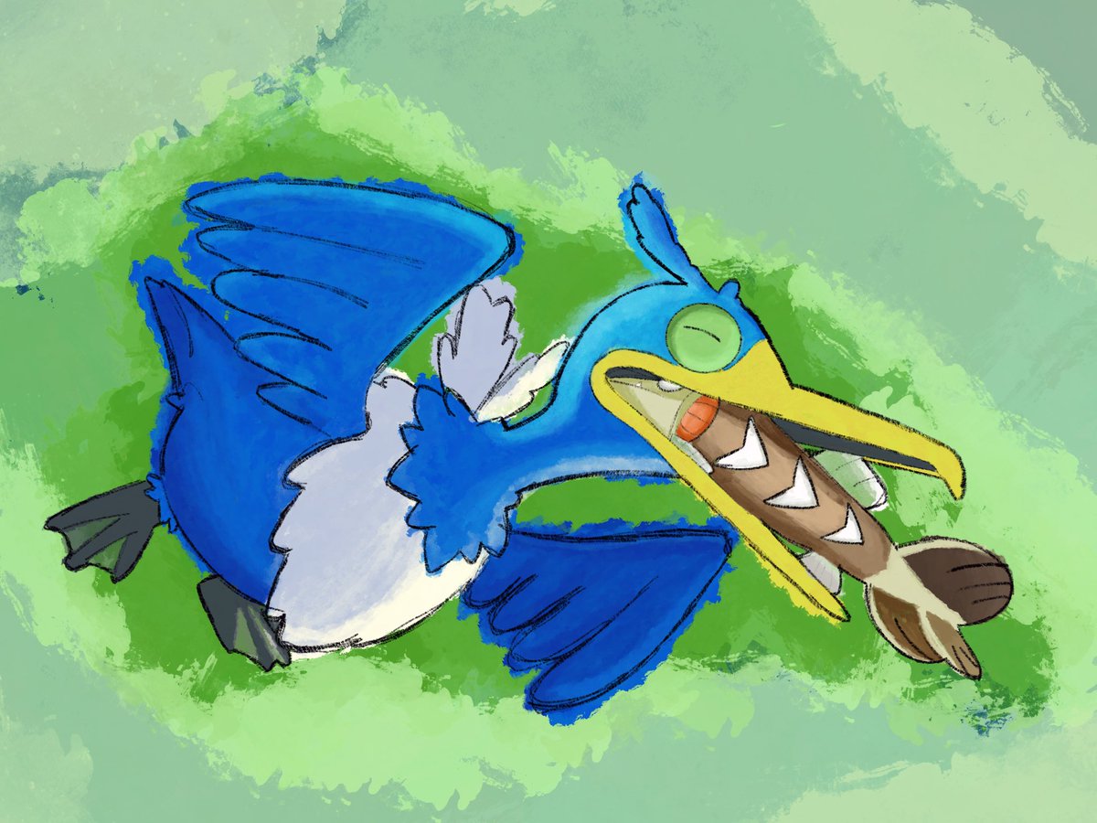 AlejandoLlata's tweet photo. Cramorant in a watercolor-like style #anime #pokemon #videogame #pokemongame #pokemonEspada #PokemonSwordShield #digitalart #draw https://t.co/HNx9xccw2i