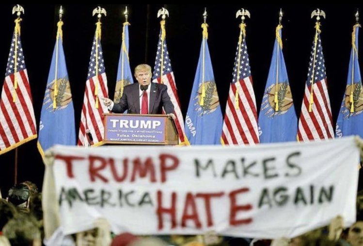 ChaoticVegasMan's tweet image. A group of high schoolers in Tulsa ditched class to sneak into a Trump rally and get this pic taken before being swiftly escorted out.