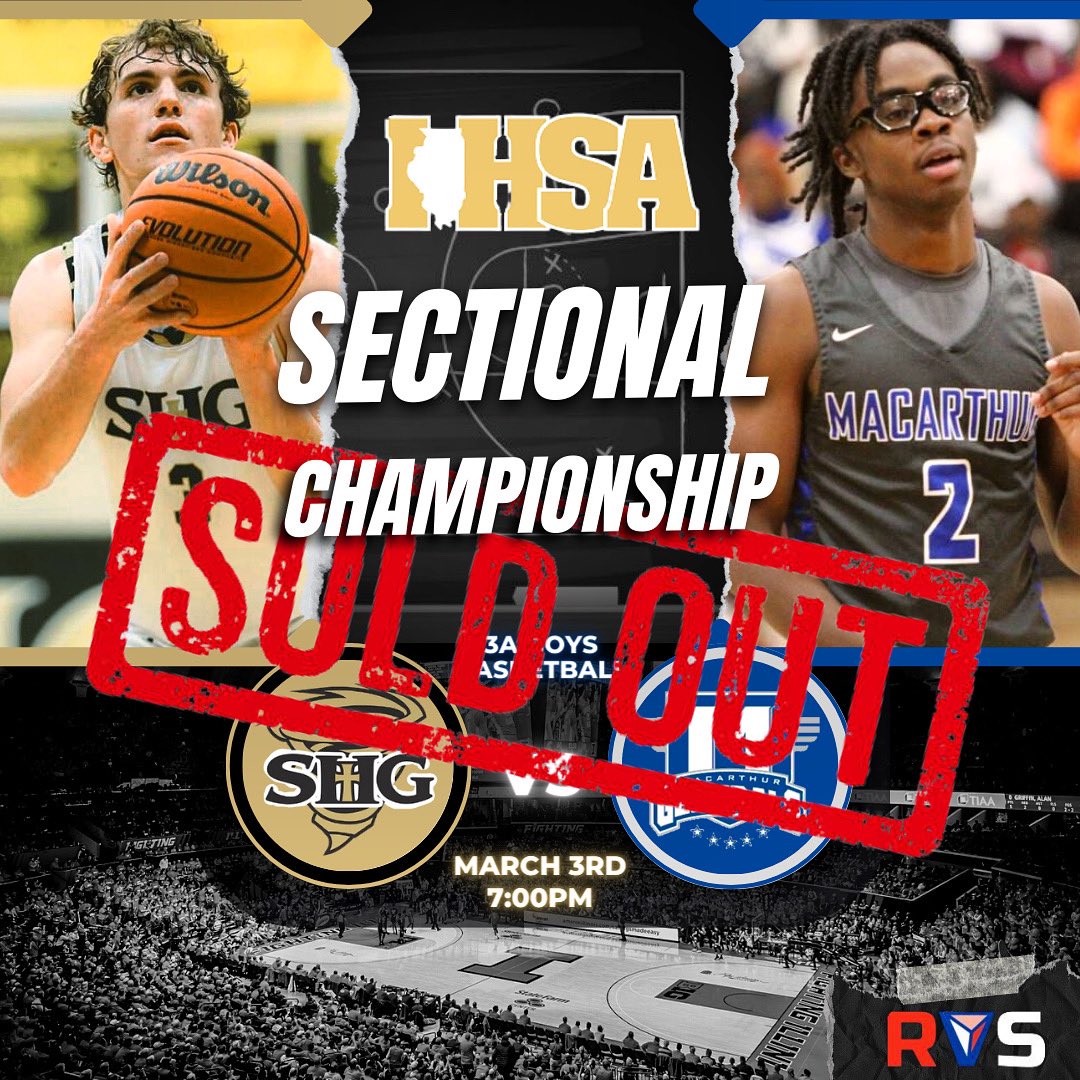 🚨 SOLD OUT 🚨

The Decatur Sectional is at capacity! Tonight, the sectional host, MacArthur, looks to knock SHG out from the state tournament. Can it be done? 🏀

#IHSA #BoysBasketball #HighSchool