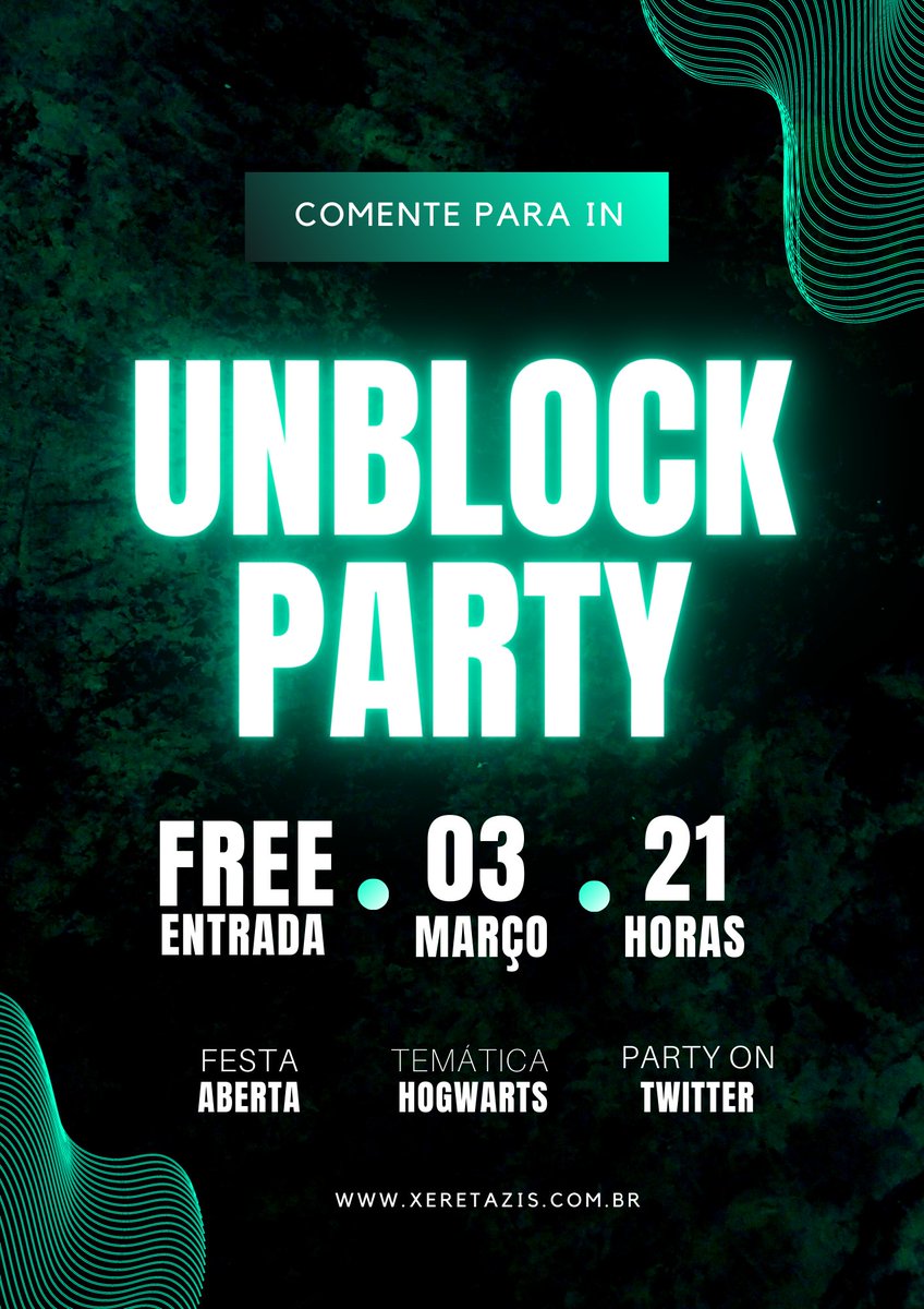 Venham participar da nossa festa!! A #𝐔nblock𝐏arty𝐗𝐑, é um evento para todos que quiserem participar e trazer quem quiser, seja quem estiver em rp aberto aos que participam de bases, o importante é se divertir, nossa temática será COMUNAIS DE HOGWARTS, comente a sua para in!