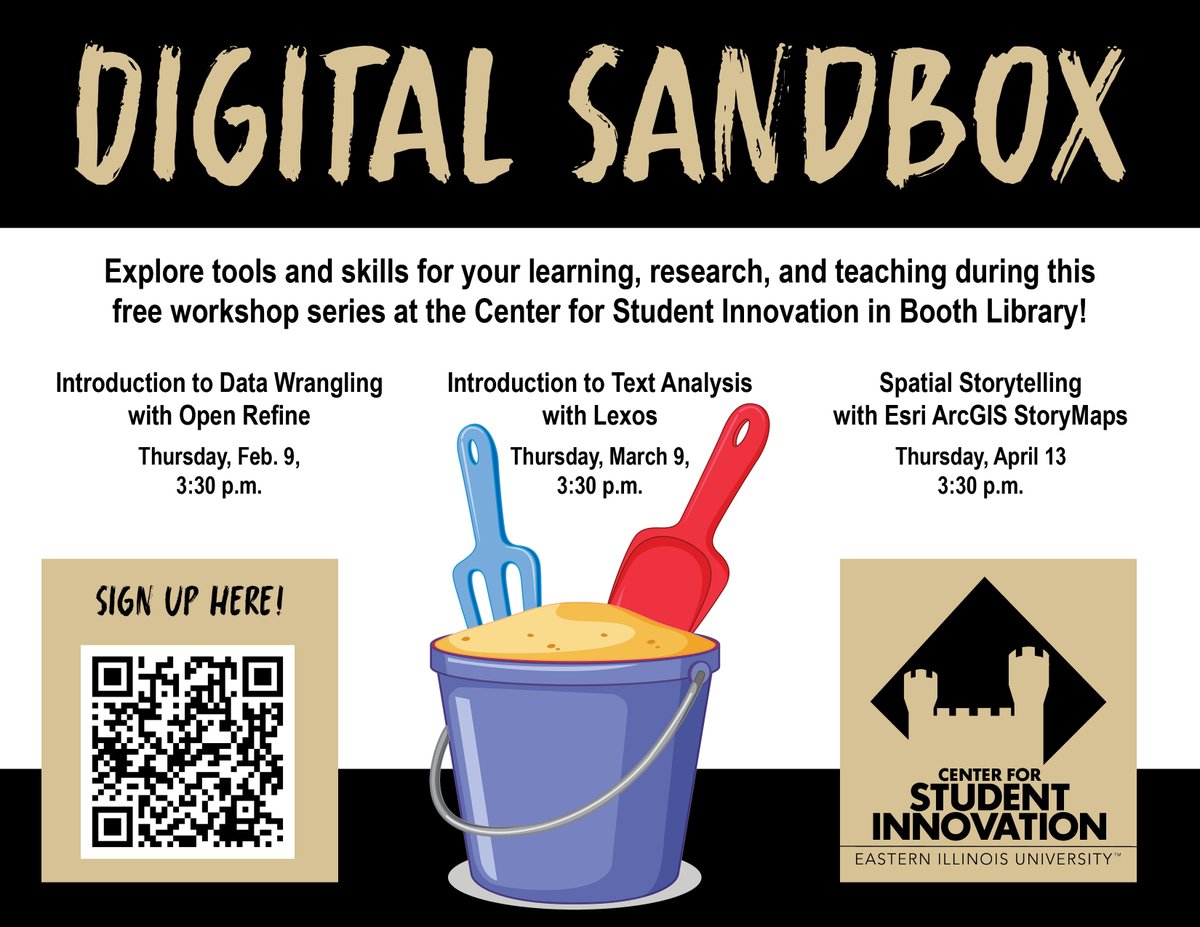 Booth Library, EIU (@boothlibrary) on Twitter photo The next free workshop in our Digital Sandbox series, Introduction to Text Analysis with Lexos, is on Thursday! Have you signed up? These workshops are open to all and are designed for beginners. Learn more at eiu.edu/booth/csi/digi…. <a href="/eiu/">#EIU</a> <a href="/EIU_CSI/">EIU Center for Student Innovation</a> <a href="/fdic_eiu/">Faculty Development and Innovation Center @ EIU</a> The next free workshop in our Digital Sandbox series, Introduction to Text Analysis with Lexos, is on Thursday! Have you signed up? These workshops are open to all and are designed for beginners. Learn more at eiu.edu/booth/csi/digi…. <a href="/eiu/">#EIU</a> <a href="/EIU_CSI/">EIU Center for Student Innovation</a> <a href="/fdic_eiu/">Faculty Development and Innovation Center @ EIU</a>