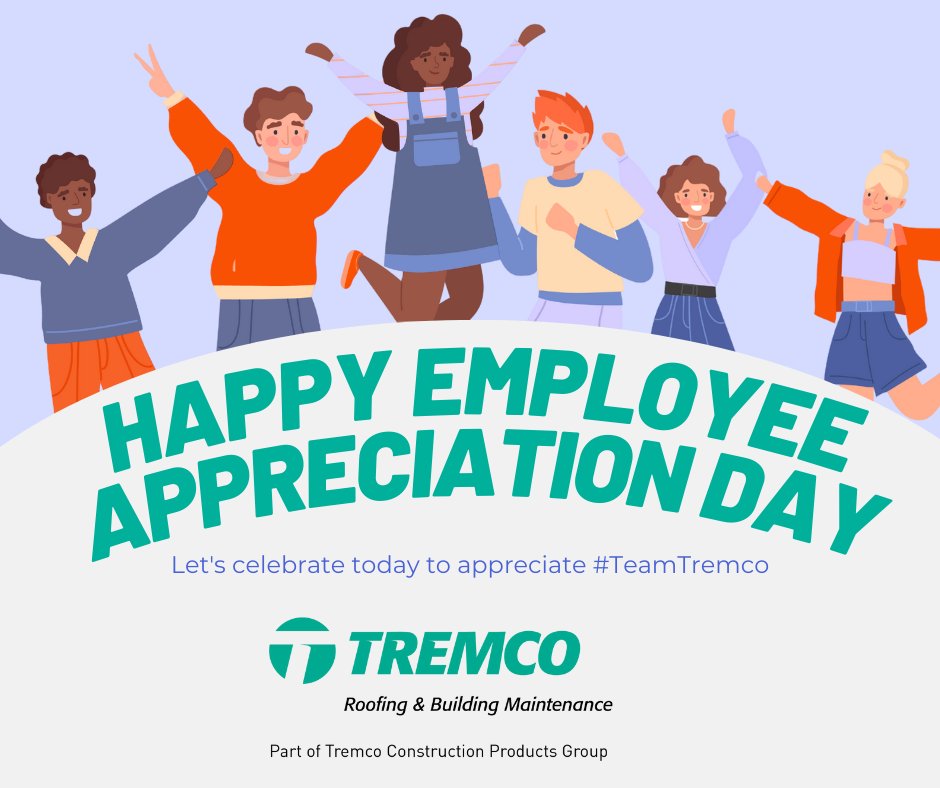 We value and are grateful for #TeamTremco. Your dedication and efforts are what make our company great. Thank you for being a crucial part of the team!! Happy Employee Appreciation Day!