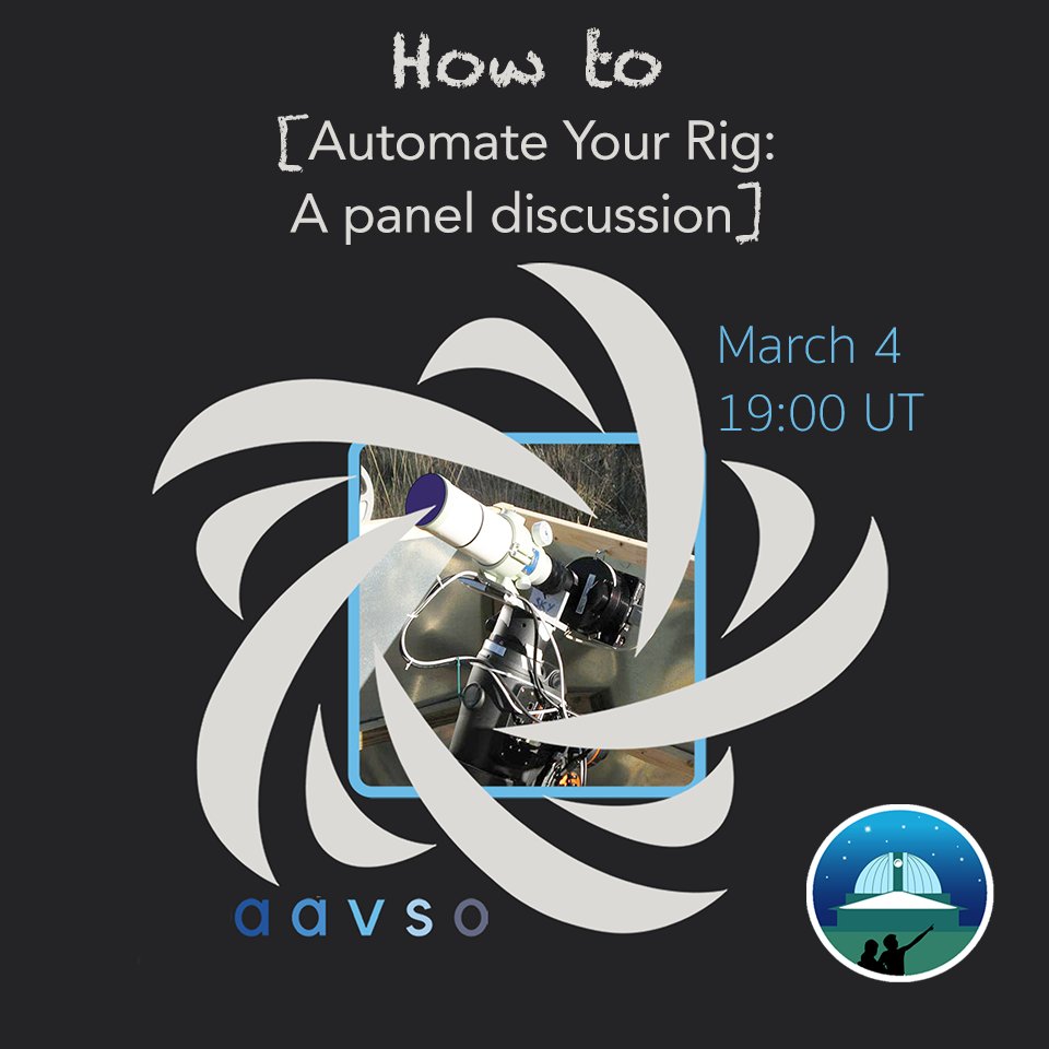 Our free upcoming webinar is a panel discussion on How to Automate Your Rig! Perfect for you if you're looking to stop being a night owl minding your telescope, and begin being able to sleep while collecting data. Find out who's on the panel and sign up: us02web.zoom.us/webinar/regist…