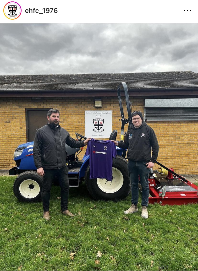 Thank you ⁦<a href="/SharrocksLtd/">Sharrocks</a>⁩ with the support in getting our new pitch maintenance tractor, helping us keep one of the best pitches in ⁦<a href="/mid_lancs/">Mid Lancs Football League</a>⁩ and galaxy sports croston for the new away kit 👍⚽️
