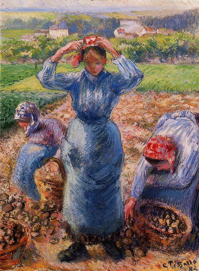 artpissarro's tweet image. Peasants Harvesting Potatoes, 1882 #camillepissarro #impressionism wikiart.org/en/camille-pis…