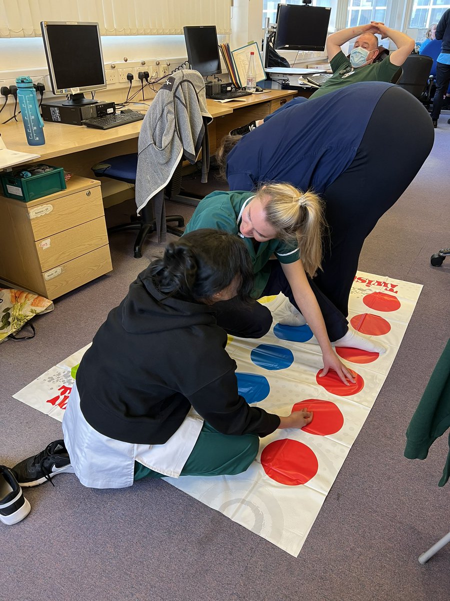 This week we played twister for our team building exercise. Alex fell over moments after this picture was taken. Shout out to Dean in the back, silently judging us all 😂