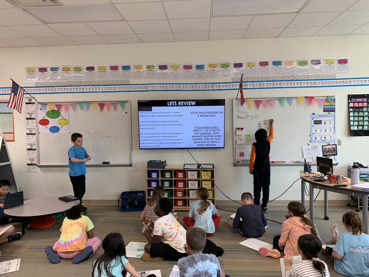 When the students become the teacher…..I absolutely love having my students work through the different strategies for the rest of the class!! They love to show off their skills and be able to write on the big whiteboard!! <a href="/HortonsCreekES/">Hortons Creek ES</a> #hawksdoitdifferent