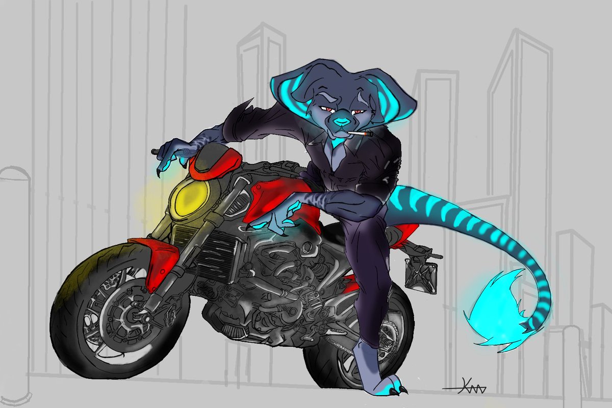 Motorcycles, Hybrids and a Nightclub Bouncer 
#furryart #Hybrids #motorcycleart