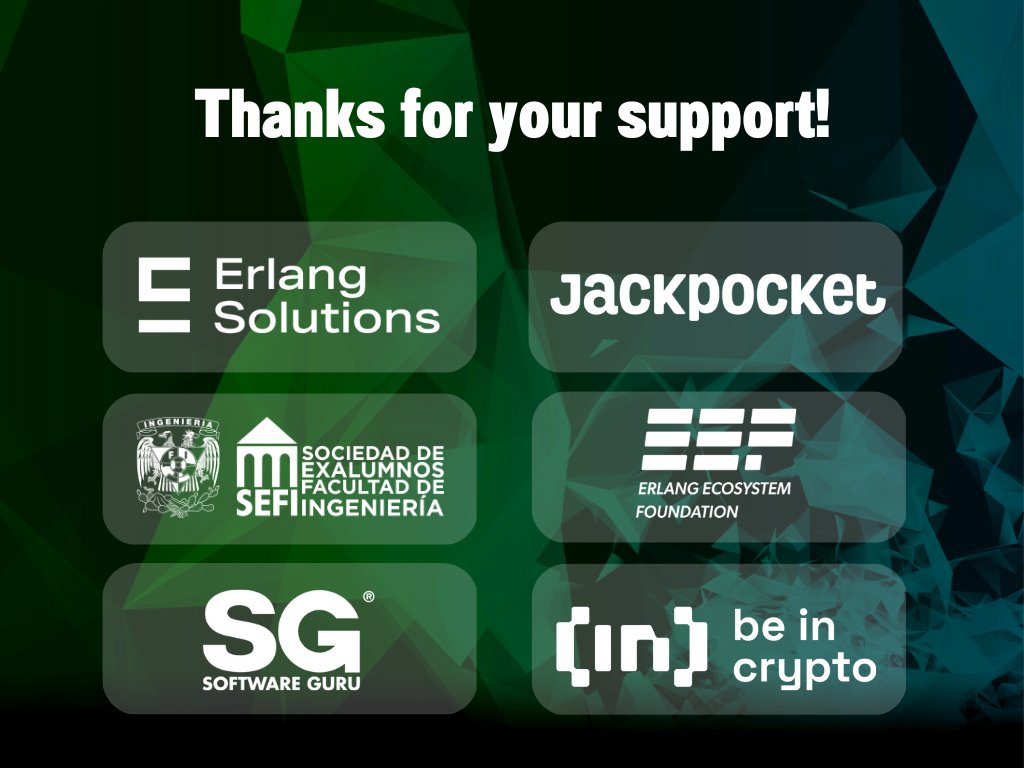 CodeBEAMLiteMX's tweet image. Gracias nuevamente a todos nuestros patrocinadores !  @bunsantech @Tech_Mahindra @makingdevs @ResuelveTuDeuda @PepsiCo @CiscoLatam @UnifiedMexico @ErlangSolutions  @Jackpocket  @TheErlef  @sefiorgmx @RevistaSG