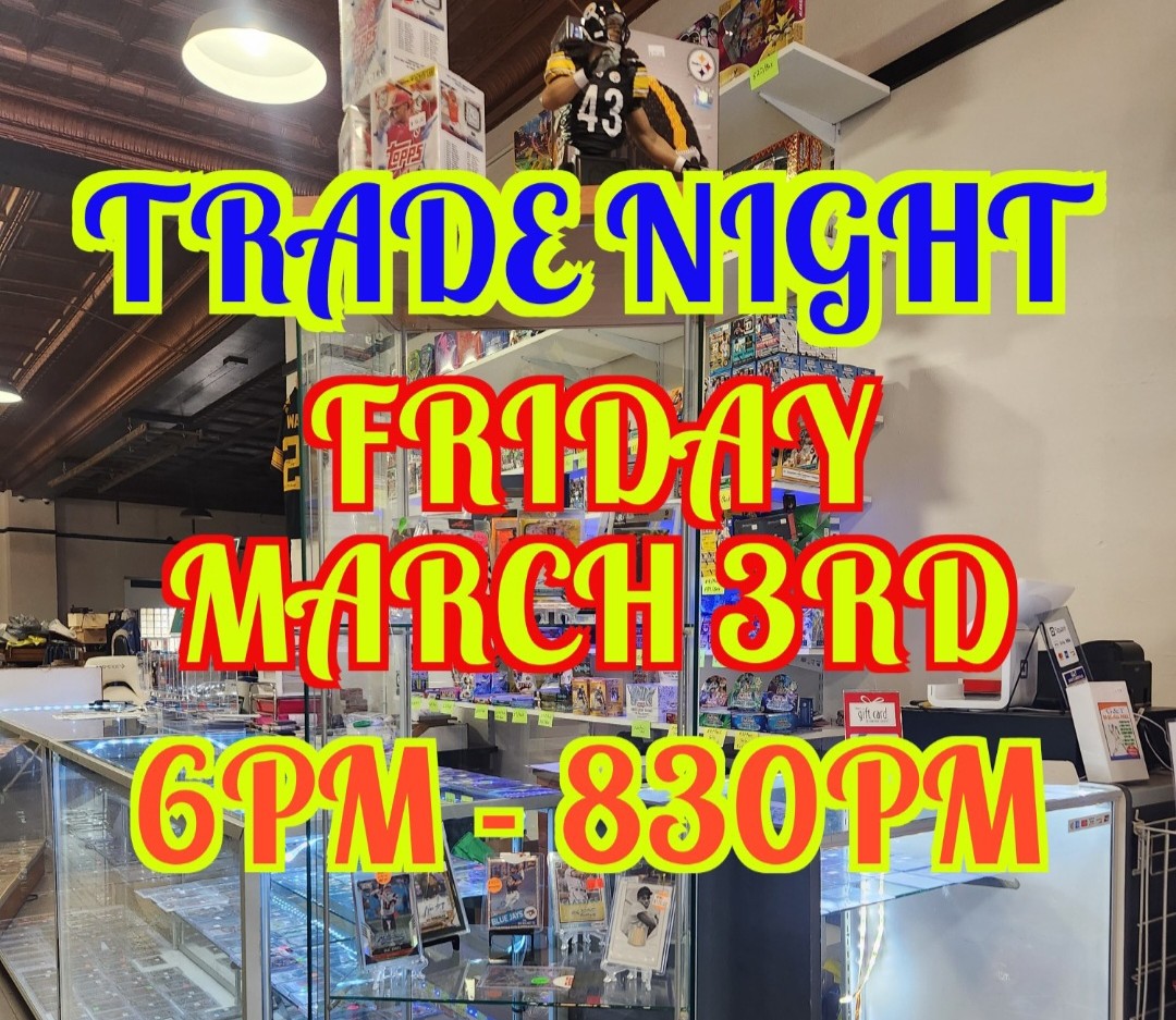 TylerHuth3's tweet photo. Stop in for Trade Night tonight 6pm-830pm!
320 5th st
Freeport pa 16229

#Tradenight #sportscards #hobby #baseball #mlb #pittsburgh #freeport https://t.co/BJEyhU6h1f