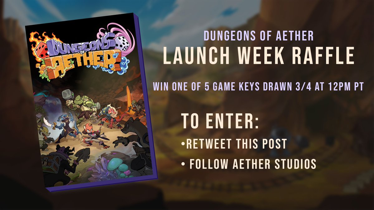 Ready for some dungeon delving this weekend? We're giving 5 lucky players the chance to get our new turn-based dungeon crawler for free! Winners drawn tomorrow at noon. 

🎟️ Retweet this post and follow <a href="/StudiosofAether/">Aether Studios</a>
❤️ Tag a friend
🎮 store.steampowered.com/app/1668290/Du…