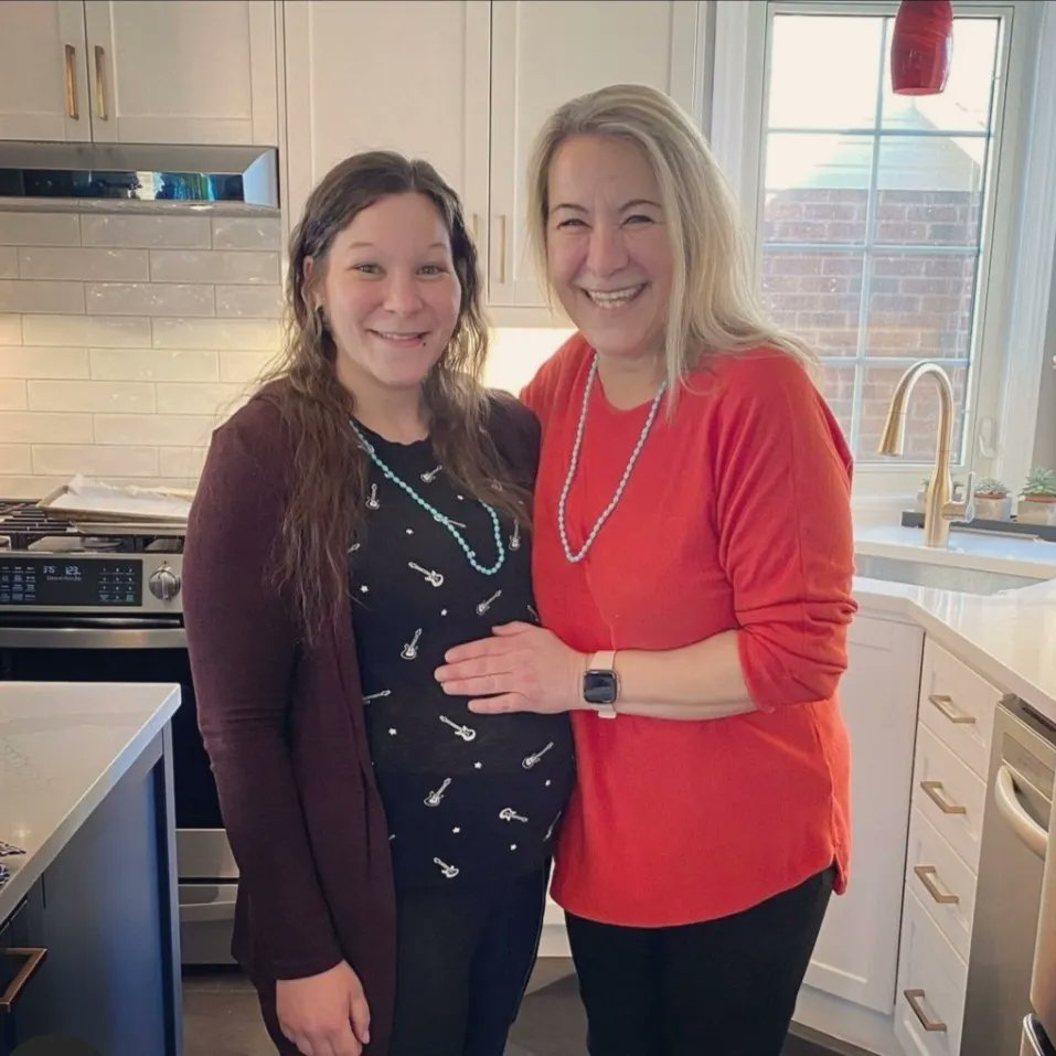 Today was my last day at work for a year as I go on mat leave. 
While I'm excited, it's also scary, nerve wracking, and emotional.

My entire life is about to change in as little as 3 weeks. 🩵

(Pictured: my mum and I - at about 34ish weeks) 👶🥰