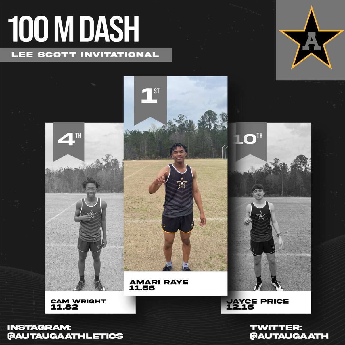 AAGbaseball2023's tweet photo. When multi-sport athletes run track! 
Amari Raye - Baseball
Cam Wright - Football + Basketball
Jayce Price - Football + Baseball https://t.co/xHQ7noYF1m