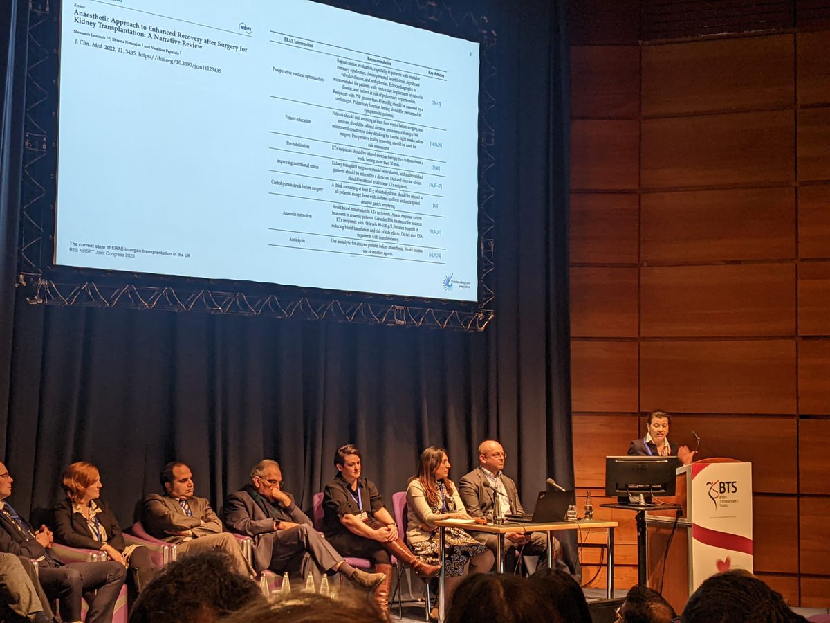 A most amazing session during the <a href="/BTStransplant/">BTS</a> congress #btsnhsbt23 organised by chapter of surgeons with transplant anaesthetists on enhanced recovery after surgery in organ transplantation. Speakers and panel in the most diverse possible composition and very active audience!