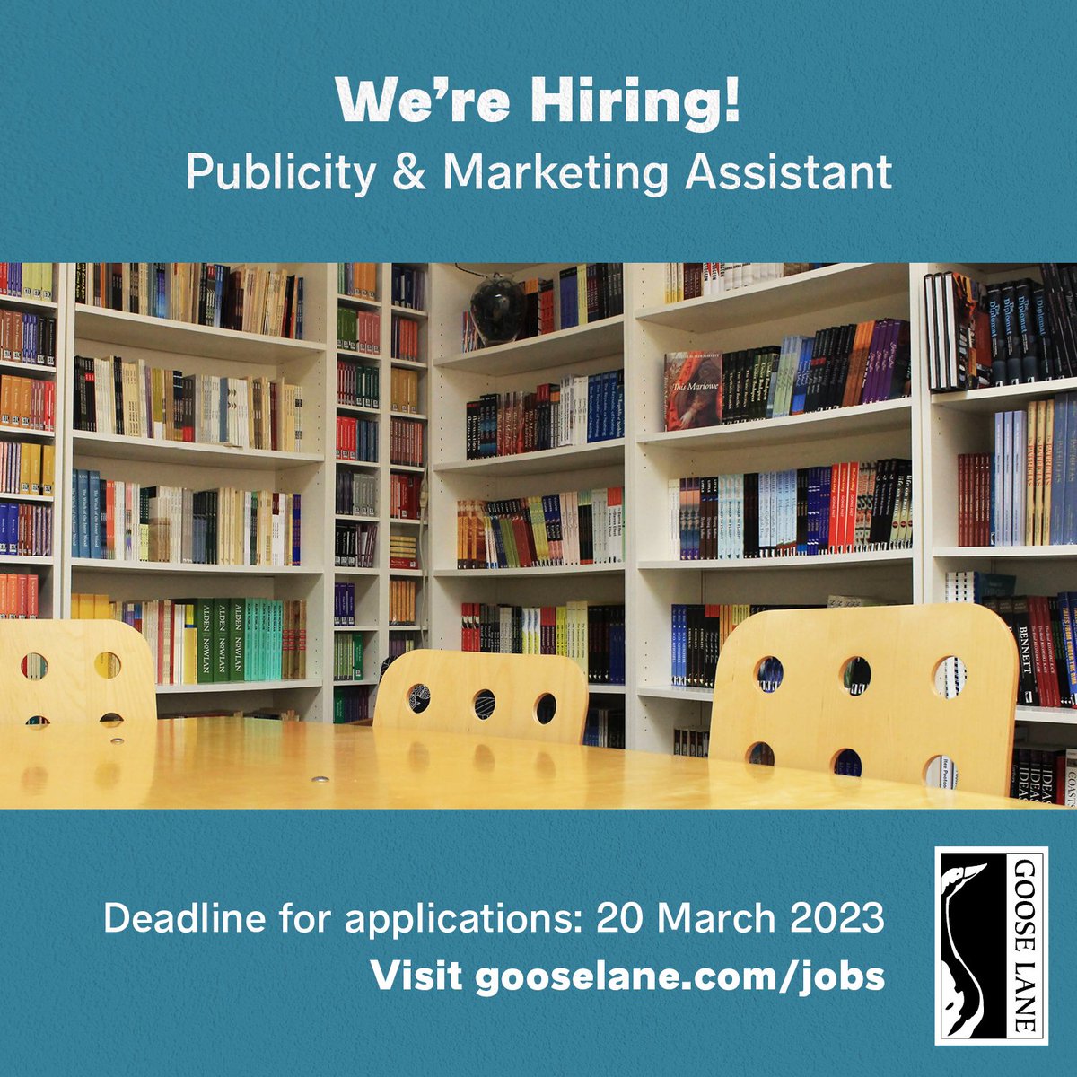 Goose Lane Editions is seeking a part-time Publicity and Marketing Assistant! 📚

Do you love books? How about poetry, art, media and communications? Is your social media game strong? 💪 We might have just the job for you.

Deadline to apply: March 20 
➡️ gooselane.com/jobs