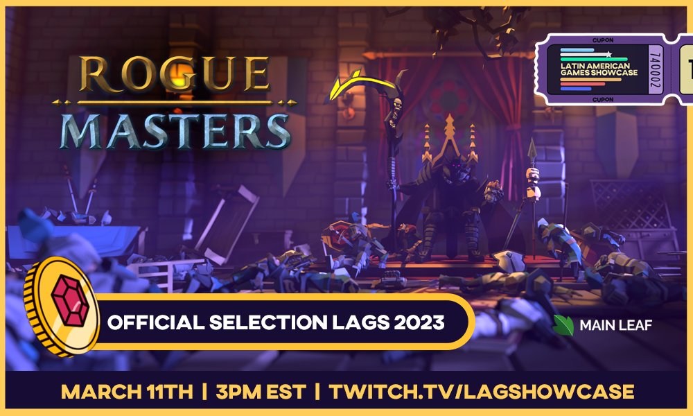 Rogue Masters will be part of the Latin American Games Showcase (@lagsshowcase) on March 11, 3PM (EST)! It'll take place over Twitch.tv/LAGShowcase and YouTube.com/@LAGShowcase.

#LAGShowcase