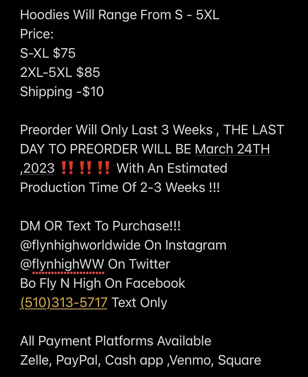 FlyNHighWW's tweet photo. Fly N High Hoodie Pre Order ✈️💨🌎‼️

So Here It Is !!!!! The Moment You Y’all Have Been Waiting For !!!! 

Fly’N’High Worldwide LLC Presents To You Our First Hoodie Preorder!!!! 

There Are 4 Different Colors Ways Available!!
Red 🔴
Black ⚫️
Grey 🔘
Demon Child Edition 🔵🟡 https://t.co/X89iDehZI8