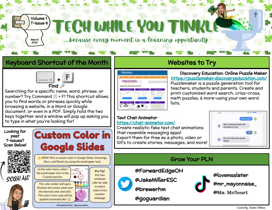 k_vollmar's tweet photo. Happy March! A new month means it's time for new reading material in the staff restrooms! A new "T-issue" π§» of Tech While You Tinkle is up and ready to read in a PLSD restroom near you! ππ½ #pottyPD #techwhileyoutinkle #edtech #PLSDproud https://t.co/ZlySZGqYJK