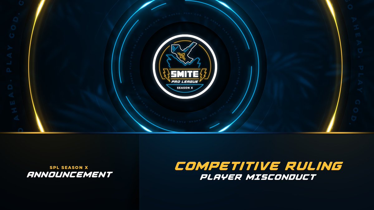 ⚠ COMPETITIVE RULING: 

Gilded Gladiators carry Dudemanbro429 has been banned indefinitely from all SMITE esports leagues due to in-game misconduct. 

Read our full ruling here: smiteproleague.com/news/competiti…