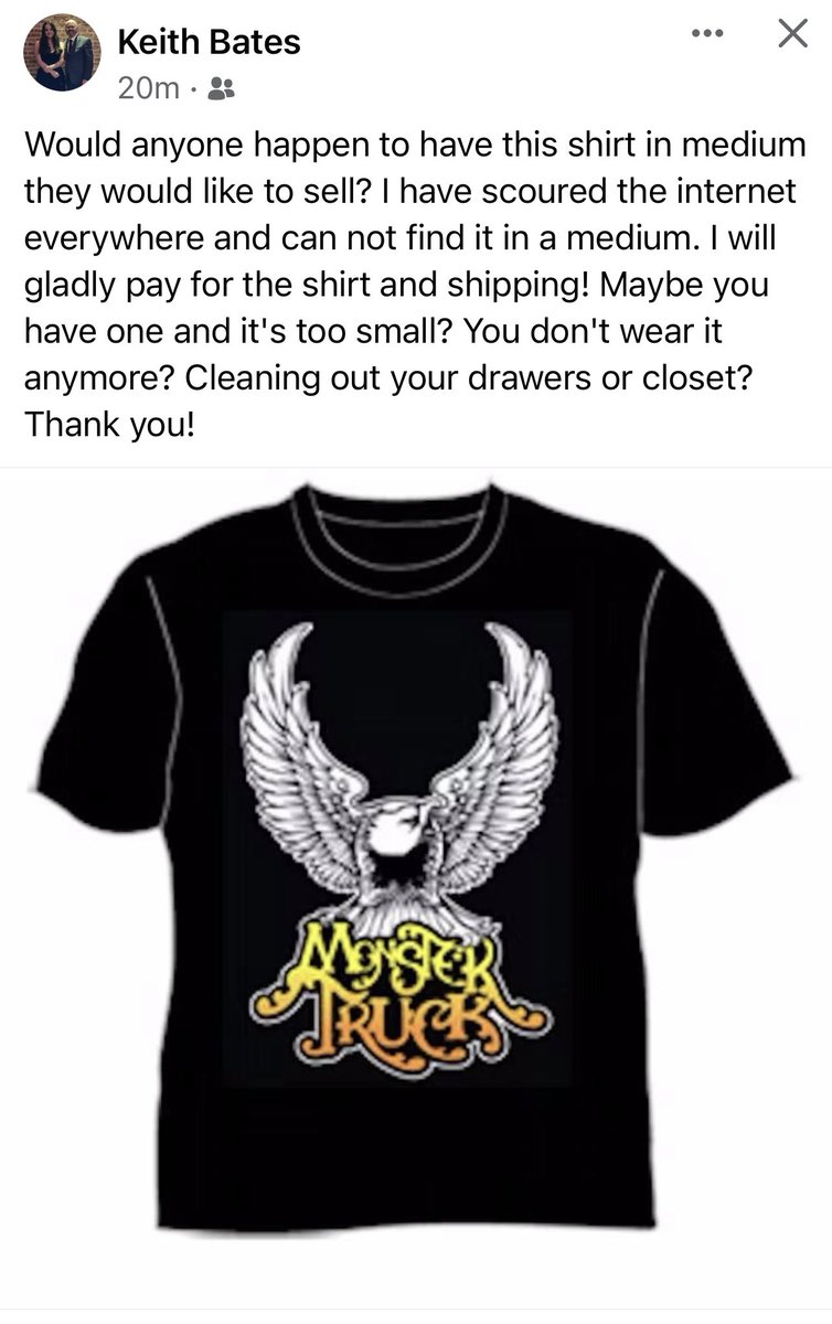 kcbval's tweet photo. @Monster_Truck_  Any chance of getting this shirt back in stock? My husband is hunting high and low for one! https://t.co/TGlfJPGWbA