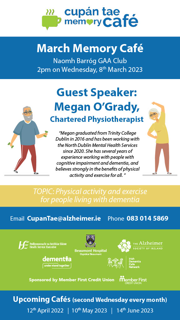 The Alzheimer Society of Ireland (@alzheimersocirl) on Twitter photo A date for your diary!📅 Our next Memory Cafe, Cupan Tae is on March 8 in the <a href="/nbarrog/">Naomh Barróg CLG</a> Kilbarrack at 2pm. For more: email CupanTae@alzheimer.ie or call 083-0145869. Pop in and enjoy a chat, cake and a cup of tea or coffee and sharing of advice. #DementiaSupports A date for your diary!📅 Our next Memory Cafe, Cupan Tae is on March 8 in the <a href="/nbarrog/">Naomh Barróg CLG</a> Kilbarrack at 2pm. For more: email CupanTae@alzheimer.ie or call 083-0145869. Pop in and enjoy a chat, cake and a cup of tea or coffee and sharing of advice. #DementiaSupports