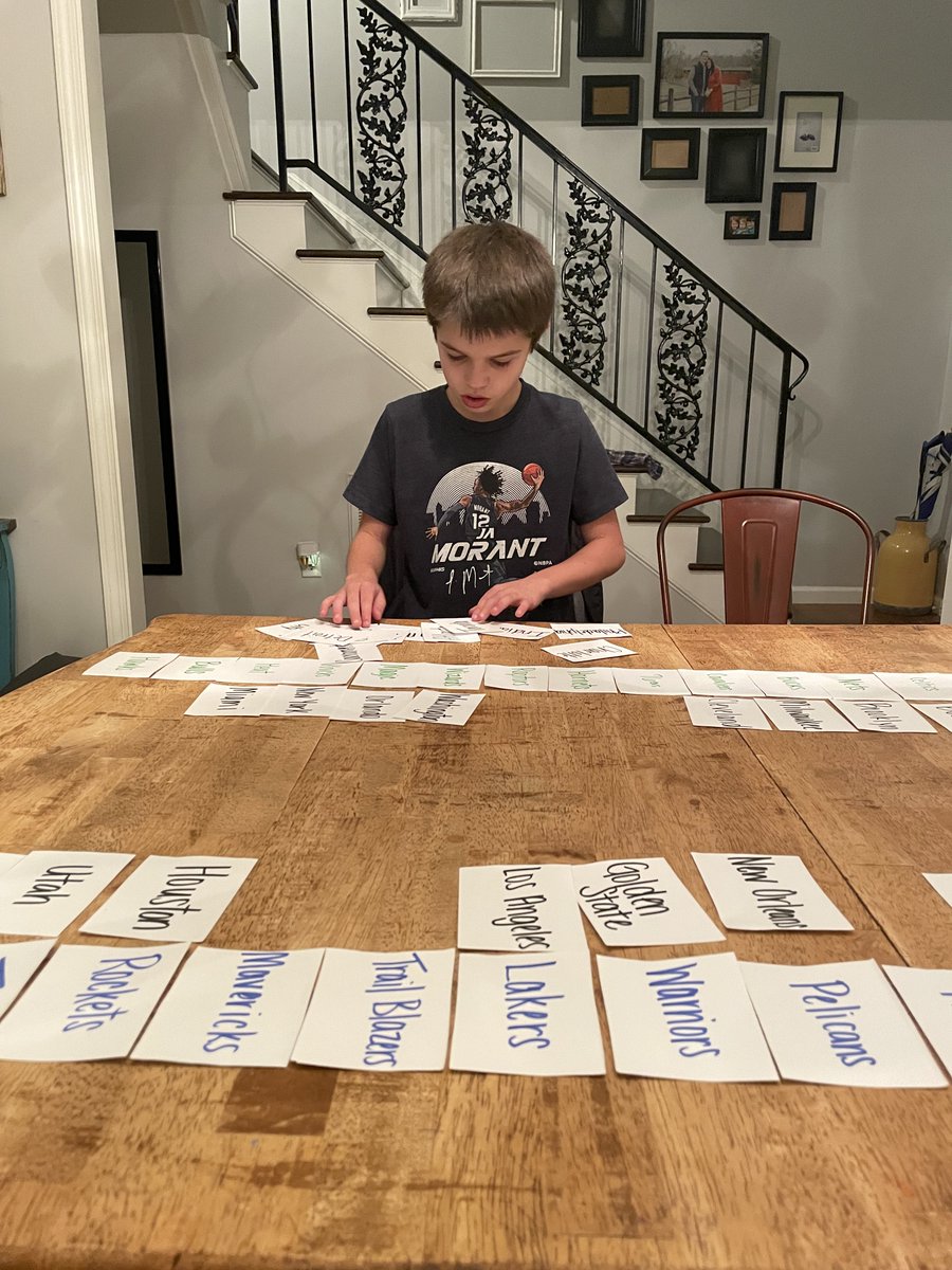 My student loves <a href="/memgrizz/">Memphis Grizzlies</a>! His mom made him flashcards to match teams and rankings to practice reading at the same time!  He loves <a href="/jamorant/">Ja Morant</a> so much he doesn't mind the extra practice! #readingwilltakeyouplaces #nba #memphisgrizzlies  #gritandgrind #mrsgreensteam #baileystation