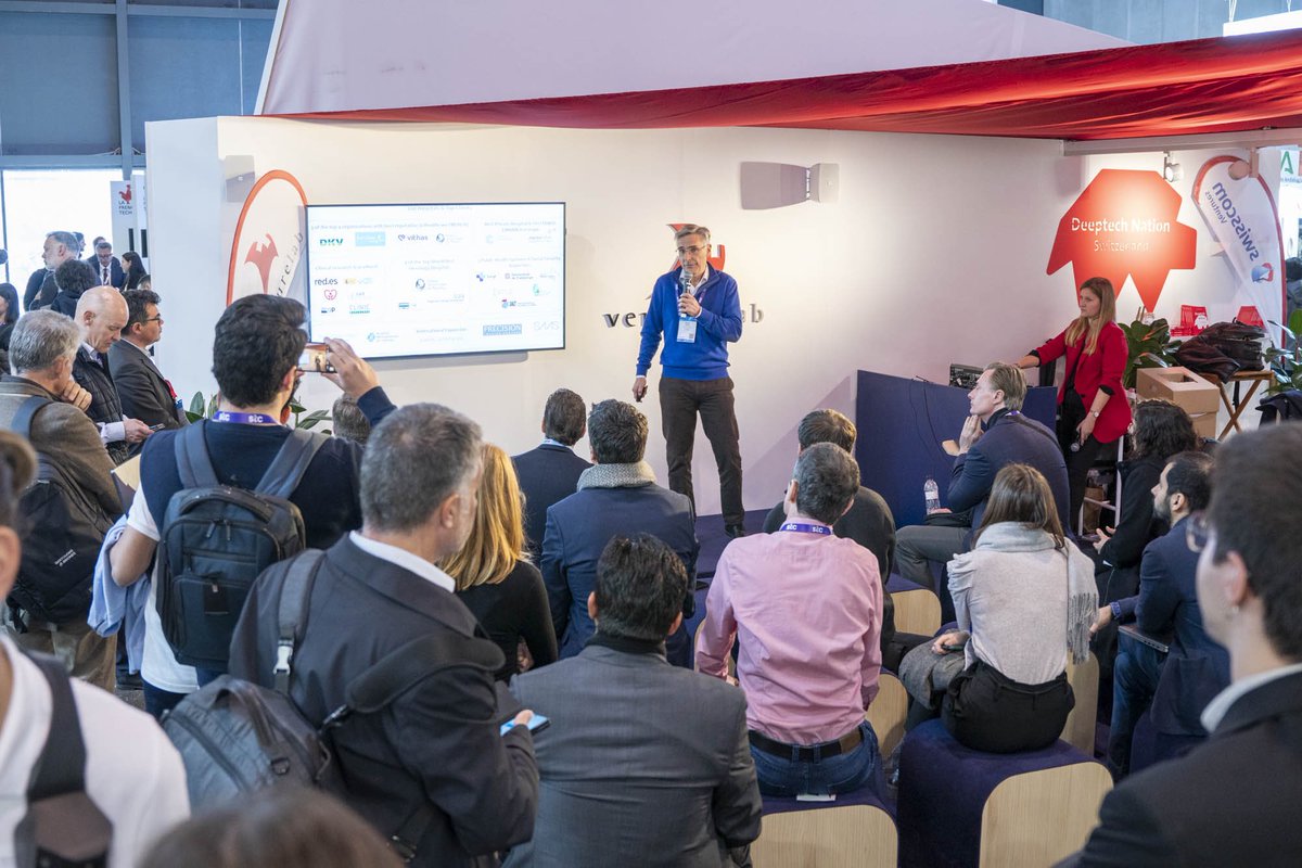venturelab_ch's tweet photo. Time for the online &amp; public audience to vote for their favorite startups!
The most voted startups are:
@JumpIntoReal_VR 
@IdoniaHealth 
@Sens_Solutions 
@SwissVault 
#Sleepiz 
#4YFN23 #MWC23 #VLeadersMobile https://t.co/1TCJwvAP9w