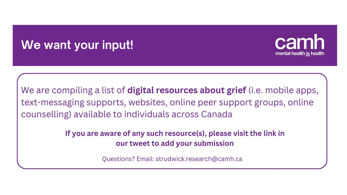 We want your input! We are compiling a list of digital resources about grief. Please visit this link airtable.com/shrb8LhX6QogyT… to add the name of any digital resource(s) you are aware of. 
- The AMS Digital Grief Tools Study Team